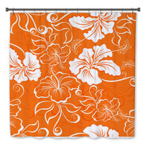Vector Seamless Hibiscus Flower Background  Hawaiian Patterns Bath Decor 57914421