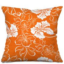 Vector Seamless Hibiscus Flower Background  Hawaiian Patterns Pillows 57914421