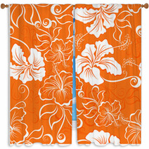 Vector Seamless Hibiscus Flower Background  Hawaiian Patterns Window Curtains 57914421