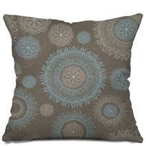 Vector Seamless Lacy  Pattern With Snowflakes And Flowers Pillows 38508215