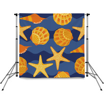 Vector Seamless Pattern, Shells, Starfish Backdrops 62912396