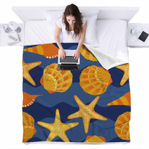 Vector Seamless Pattern, Shells, Starfish Blankets 62912396