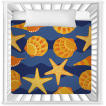 Vector Seamless Pattern, Shells, Starfish Nursery Decor 62912396