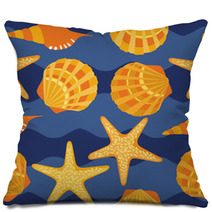 Vector Seamless Pattern, Shells, Starfish Pillows 62912396