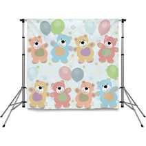 Vector Seamless Pattern With Bears For Baby Backdrops 56857217