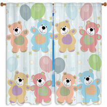 Vector Seamless Pattern With Bears For Baby Window Curtains 56857217