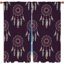 Vector Seamless Pattern With Dream Catchers Window Curtains 94200563