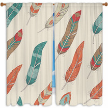 Vector Seamless Pattern With Feathers Window Curtains 61166339