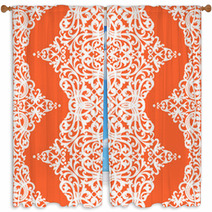Vector Seamless Pattern With Floral Motifs In Retro Style. Window Curtains 61410667