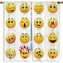 Vector Set Of Smiley Icons Window Curtains 67832096