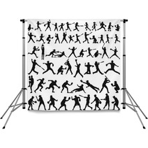 Vector Silhouette Collection Of Child Man Woman Young And Elderly Playing Baseball Softball Backdrops 211794988