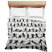 Vector Silhouette Collection Of Child Man Woman Young And Elderly Playing Baseball Softball Bedding 211794988