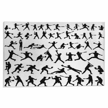 Vector Silhouette Collection Of Child Man Woman Young And Elderly Playing Baseball Softball Rugs 211794988