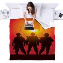 Vector Silhouette Of Tree Soldiers With Helicopter Blankets 24723429