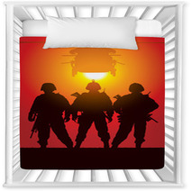 Vector Silhouette Of Tree Soldiers With Helicopter Nursery Decor 24723429