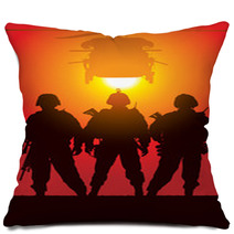 Vector Silhouette Of Tree Soldiers With Helicopter Pillows 24723429