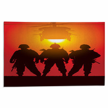 Vector Silhouette Of Tree Soldiers With Helicopter Rugs 24723429