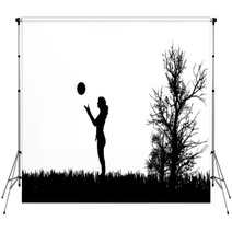 Vector Silhouette Of Woman. Backdrops 65896779