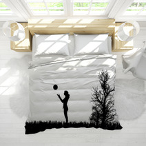 Vector Silhouette Of Woman. Bedding 65896779