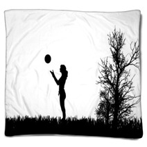 Vector Silhouette Of Woman. Blankets 65896779