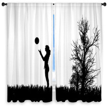 Vector Silhouette Of Woman. Window Curtains 65896779