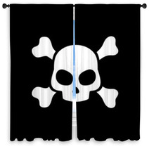 Vector Skull On Black Background Window Curtains 56771045