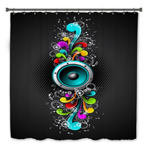 Vector Speakers With Colorfull Grunge Floral Elements. Bath Decor 15639510
