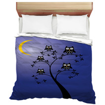Vector Tree With Owls, Moon Bedding 66926913