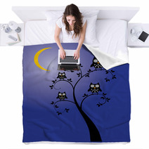 Vector Tree With Owls, Moon Blankets 66926913