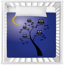 Vector Tree With Owls, Moon Nursery Decor 66926913
