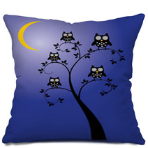 Vector Tree With Owls, Moon Pillows 66926913