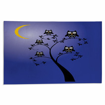 Vector Tree With Owls, Moon Rugs 66926913