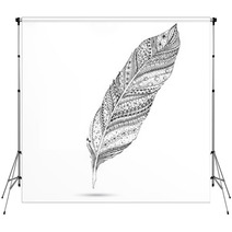 Vector Tribal Feather. Series Of Doodle Feather. Backdrops 65367962
