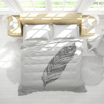 Vector Tribal Feather. Series Of Doodle Feather. Bedding 65367962