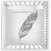 Vector Tribal Feather. Series Of Doodle Feather. Nursery Decor 65367962