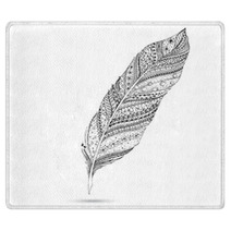 Vector Tribal Feather. Series Of Doodle Feather. Rugs 65367962