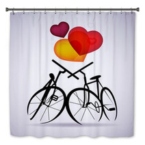 Vector Valentine Card With Two Bicycles Bath Decor 40957984