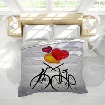 Vector Valentine Card With Two Bicycles Bedding 40957984