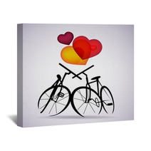Vector Valentine Card With Two Bicycles Wall Art 40957984