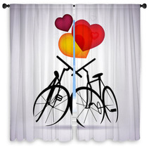 Vector Valentine Card With Two Bicycles Window Curtains 40957984