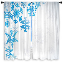 Vector Winter Background Window Curtains 45048349