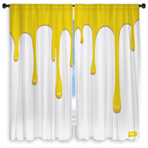 Vector Yellow Seamless Paint Drips Window Curtains 64464940