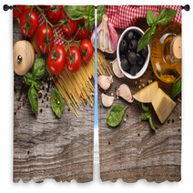 Vegetables,herbs And Spices For Italian Food Window Curtains 65142681