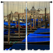 Venice, Italy - Gondolas And San Giorgio Maggiore Window Curtains 68675892