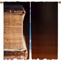 Very Old Bible Close Up With Copyspace Window Curtains 65844243