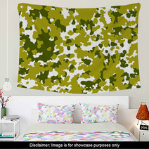 Veterans Day Seamless Background Camouflage Green Khaki Wall Art 125707313