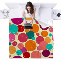 Vibrant Colorful Circles Geometric Polka Dot Blankets 59634159