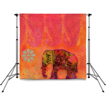 Vibrant Orange And Pink Flowers And Elephant Backdrops 6527516