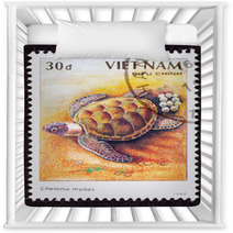 Vietnamese Postage Stamp Egg Laying Green Turtle Chelonia Mydas Nursery Decor 27904795