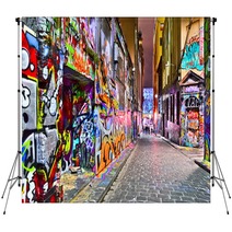 View Of Colorful Graffiti Artwork At Hosier Lane In Melbourne Backdrops 91654660